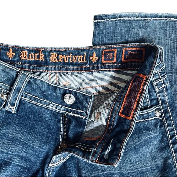 Rock Revival Women’s Sz 28 Swarovski Crystal Easy Boot Jeans Jamie Stretch Denim - Picture 6 of 14